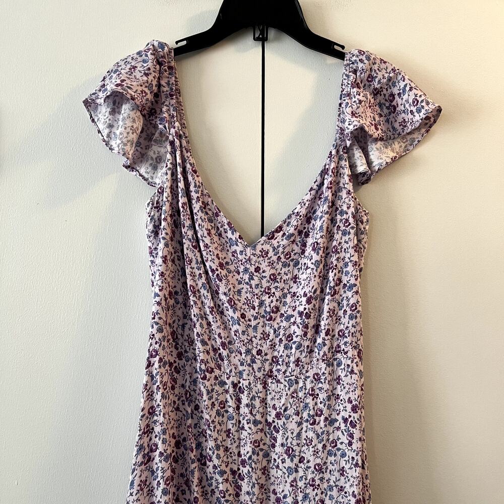 Reformation Baxley Floral Print Lilac Purple Midi Dress Size 8 Viscose New - Picture 4 of 8